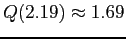 $ Q(2.19)\approx 1.69$