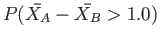 $ P(\bar{X_A}-\bar{X_B} > 1.0)$