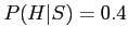 $P (H\vert S) = 0.4$