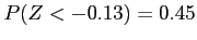 $ P(Z<-0.13) =0.45$