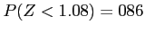 $ P (Z<1.08) =086$