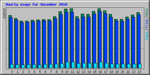 Hourly usage for December 2010