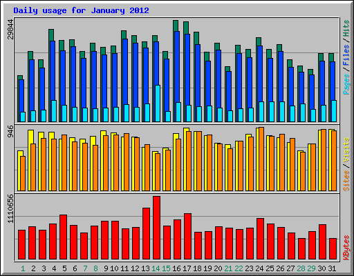 Daily usage for January 2012