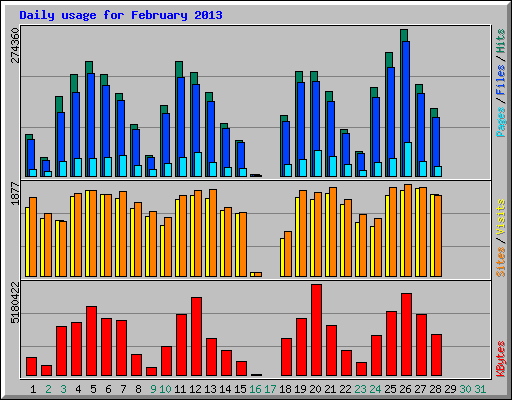 Daily usage for February 2013