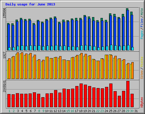 Daily usage for June 2013