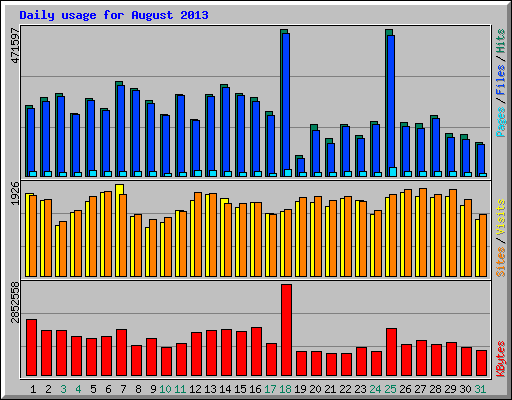 Daily usage for August 2013